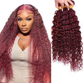 #99J Burgundy Water Wave Human Hair Bundles - 3 Pack