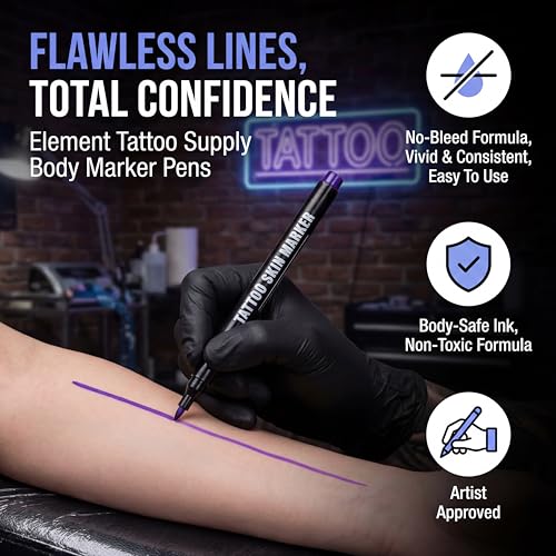 Tattoo Skin Markers Bold Tip Purple 5-Pack