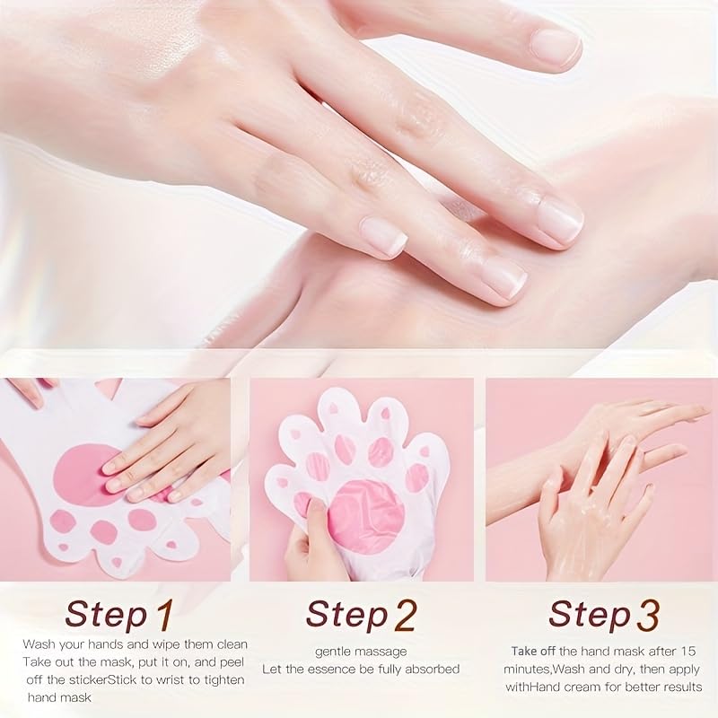 Cute Cat Paw Moisturizing & Exfoliating Hand Mask Gloves - 5 Pairs