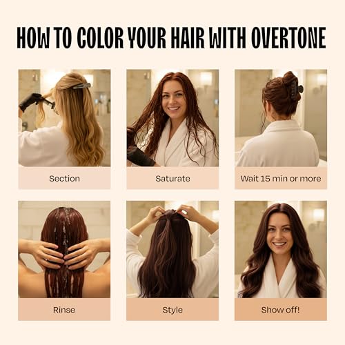oVertone Auburn Brown Hair Color Mask - Semi-Permanent Hydrating Treatment, 8 oz