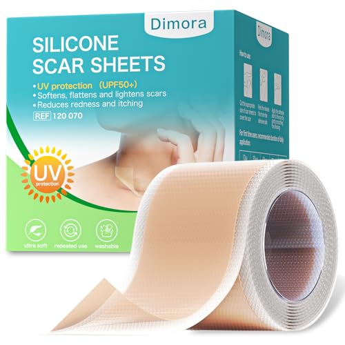 Dimora UPF50+ Silicone Scar Sheets with UV Protection Reusable Sheets to Soften, Flatten Fade Scars, Reduce Redness for Surgical, C-Section, Burn, Keloid, and Hypertrophic Scars (1.6¡±x78.7 Roll)