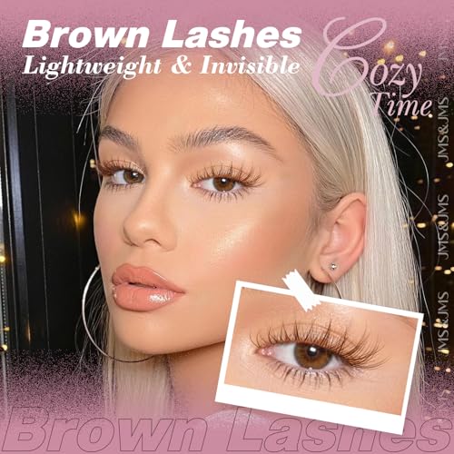 Brown Lash Clusters Natural Wispy 8-16mm Clear Band