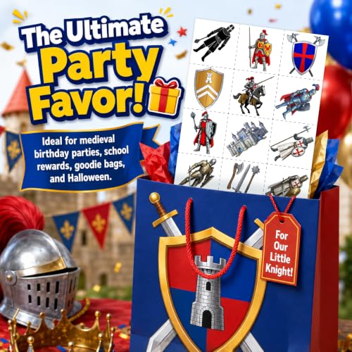 Medieval Knight Temporary Tattoos for Kids | 96 PCS