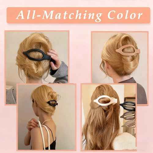 Flat Hair Clips, 9 PCS 4.7 Inch Large Side Slide Volume Duckbill Clips for Women & Girls, Internal Tooth Design, Strong Hold Matte Hair Clips for Thick Hair & Thin Hair,French Concord Clip