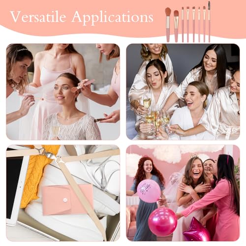 16 Sets Travel Makeup Brush Set Synthetic Fiber Face Foundation Make up Brushes Bridesmaid Gift with Travel Makeup Bag for Wedding Bridal Shower Favors Bachelorette Party Gift (pink)