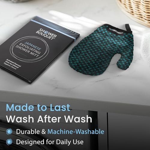 Shower Bouquet Exfoliating Mitt 2-Pack - Charcoal & Silver Ion