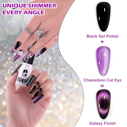Clara Colors Gel Nail Polish Kit With UV Light - 21 Colors Holographic Chameleon 9D Cat Eye Polish With Magnet, Base Top Coat, Tools - All-In-One Nail Art Manicure Starter for Salon DIY Home