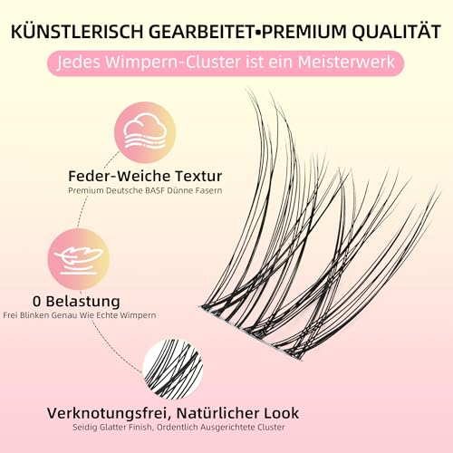 Natural Lash Clusters with 0.05mm Thin Invisible Band, Soft Wispy C Curl Lash Extensions, DIY Salon Effect with 8-16mm Lengths,Lightweight for Daily Wear,FayJoo AIRY 12 Lash Only