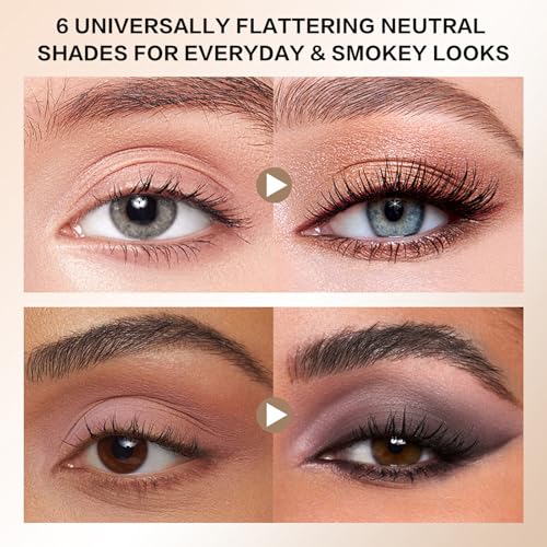 6 Matte Nude Eyeshadow Palette with Brush & Mirror