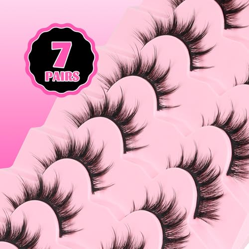 Veleasha Cat Eye Manga Lashes C Curl - 7 Pairs False Eyelashes