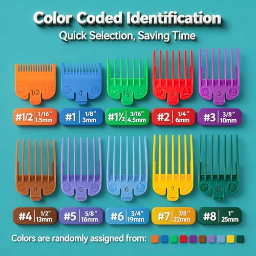 Wahl Clipper Guards Set 10-Piece Color Coded 1/16" to 1"
