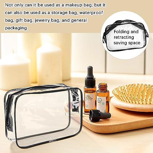15 PCS Transparent Cosmetic Bags Clear Toiletry Bags Waterproof Makeup Bags PVC Plastic Zippered Organizer Cases for Travel Vacation Bathroom