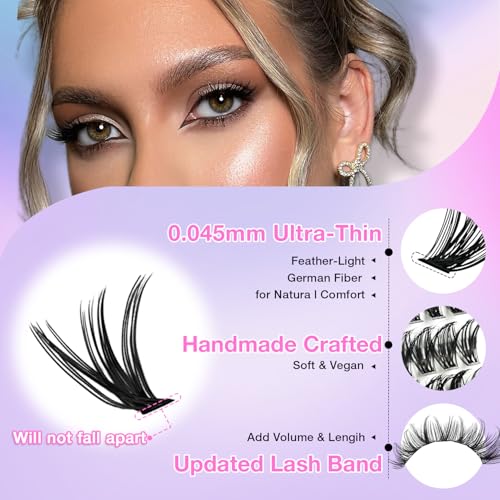 DIY Cluster Lash Extensions Kit - 280pcs 9-16mm D Curl with Bond & Seal