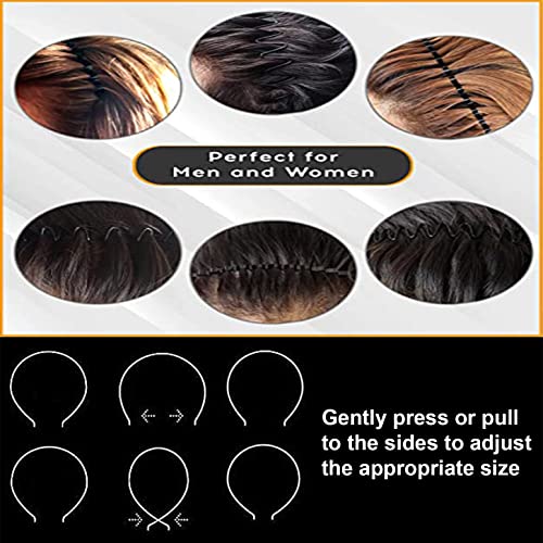 Metal Hair Bands for Men & Women, Adjustable Wave (6-Pack)