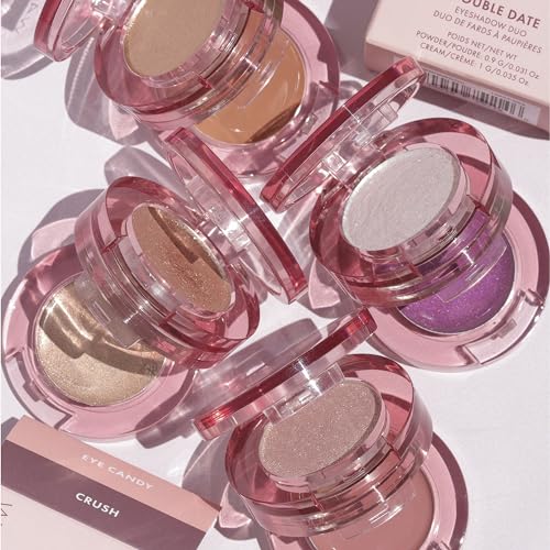 Wander Beauty Double Date Eye Shadow Duo - Eye Candy/Crush (Rose Gold Shimmer + Muted Mauve Cream) - High Pigment Eye Shadow Palette - Satin Shimmer Eyeshadow - Eye Makeup With Vitamin E - 0.07 oz