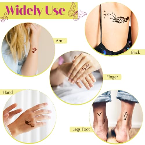 MuseLuxe 126 Temporary Tattoo Stencils Kit with Ink & Gloves