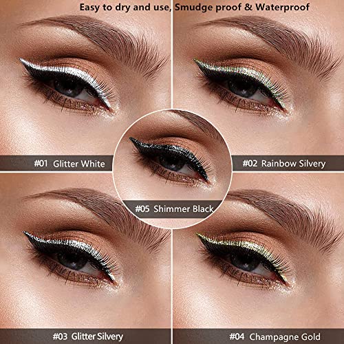 Go Ho Glitter Liquid Eyeliner Set - 5 Colors Waterproof