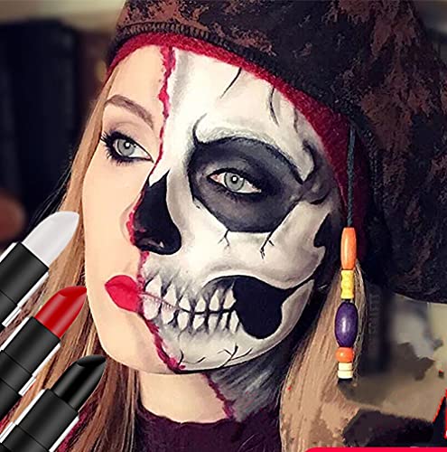 Go Ho 3 Pack Makeup Clown Face Paint Stick Set White Black Red for Halloween & SFX