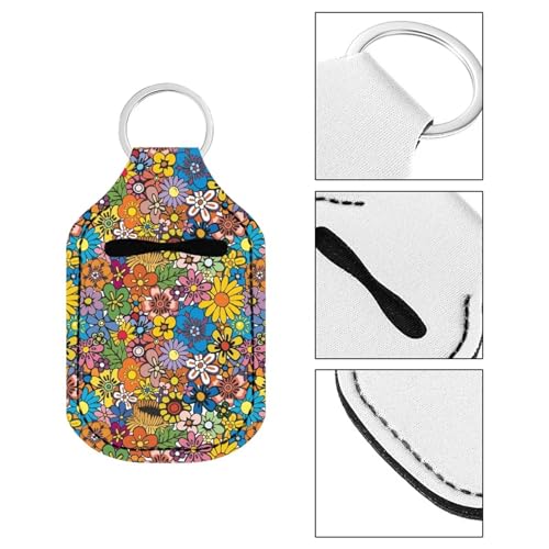 Travel Bottle Keychain Holder Set with Neoprene Sleeves