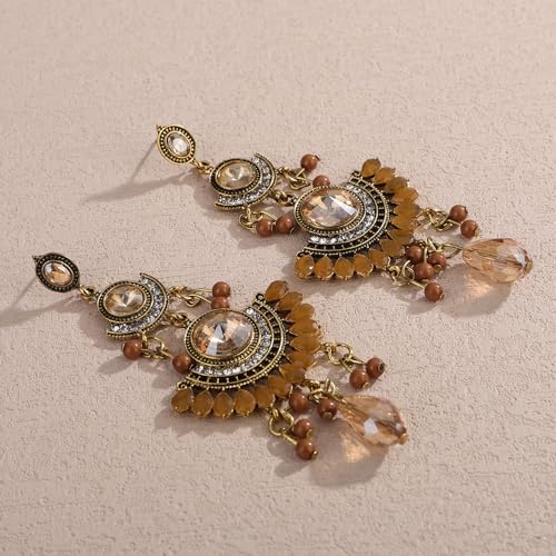 Boho Rhinestone Teardrop Dangle Earrings for Women