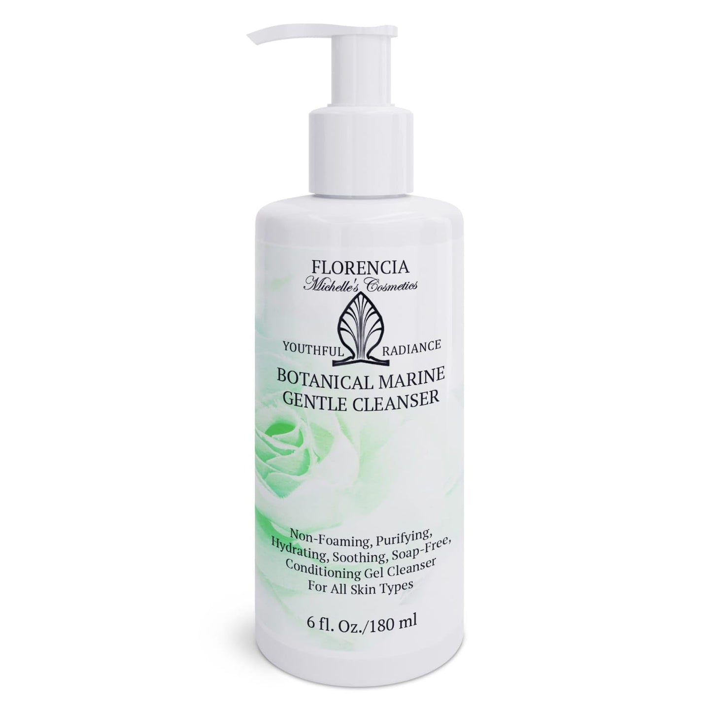 Florencia Botanical Marine Gentle Cleanser - Non-Foaming, Hydrating, Oil-Free Face Wash for Dry to Normal Skin - With Marine Algae & Organic Botanicals - Sensitive Skin, 6 oz