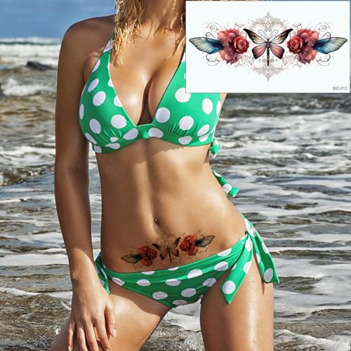Flower Butterfly Temporary Tattoos 20 Sheets Waterproof