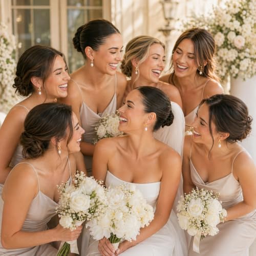Elegant Bridesmaid Gift Set - 8 Pairs of Wedding Earrings