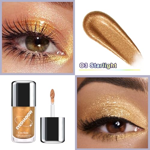 Liquid Glitter Eyeshadow, Multiuse Glitter Makeup for Eyes and Lips, Shimmer Eye Makeup, Highly Pigmented and Buildable, Long Lasting Eye Shadow Cream, Blendable-Starlight