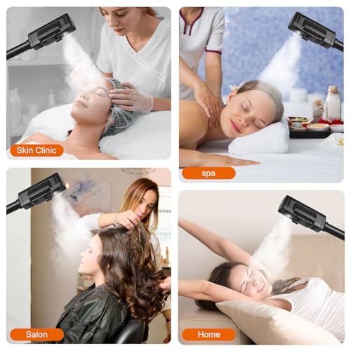 Professional Facial Steamer, Black Facial Steamer Upgrade PTC Heating, Esthetician Steamer Hot Mist Face Steamer for Salon Spa Beauty