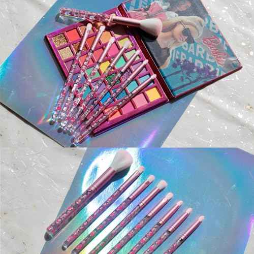 Barbie 35-Well Shadow Palette, Shimmery and Opaque Colors, Pigmented Blendable, 8 Application Brushes Ages 8+, Perfect for Parties, Sleepovers & Makeovers, By Townley Girl