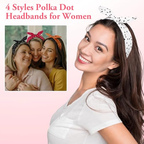 12 Pcs Polka Dot Headbands & Scrunchies Set for Women