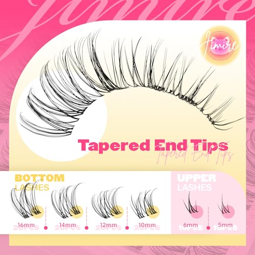 JIMIRE Wispy Lash Clusters with Bottom Lashes - 112 Pcs D-Curl 10-16MM