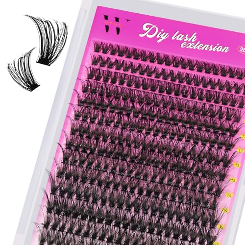 Lash Clusters 280PCS Individual Lashes D Curl Eyelash Clusters Mixed Length Cluster Eyelash Extensions Clusters Lashes with Thin Band Soft False Eyelashes DIY at Home(50D,D-Mix9-16mm)