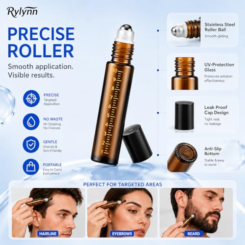Rylynn 7-in-1 Minoxidil Applicator Brush Set for Hairline Eyebrow Beard - Portable Oil & Serum Dispenser