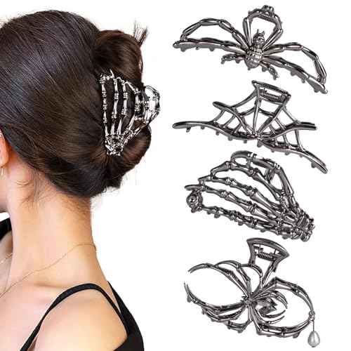 4 Pcs Metal Spider Hair Claw Clips for Women, Goth Hair Accessories, Halloween Gifts for Women