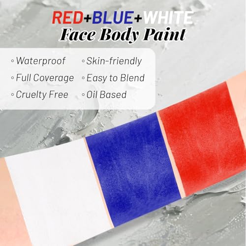 3PCS Face Body Paint Stick Set - Blue White Red