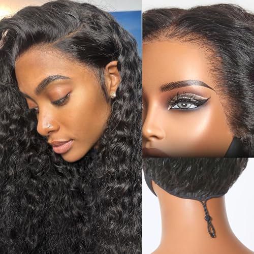 LUVME Hair 16-Inch Water Wave Lace Front Wig, 13x4 Invisi Drawstring Cap, Virgin Human Hair Pre-Plucked