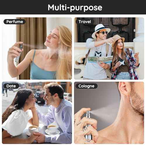 Segbeauty Glass Perfume Bottle Set, 5 Pack of 10ML Portable Perfume Travel Refillable, Empty Atomizer Sprayer for Perfume Cologne Dispenser, Travel Sample Bottles Perfume Making Kit with Refill Tool