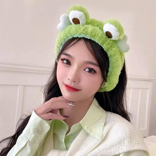 Frog Headband Headwear for Women Cute Animal Makeup Headbands Hairband Spa Skincare Head Band Wraps for Washing Face Lovely Hair Accessories Decoration for Women Girls Elastic Shower Headband