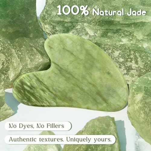 Flagest Gua Sha Facial Tools, Jade Stone Guasha Tool for Face Body, Facial Massage Tool for Jawline Sculpting and Puffiness Reducing, Skin Care Tools for Men Women