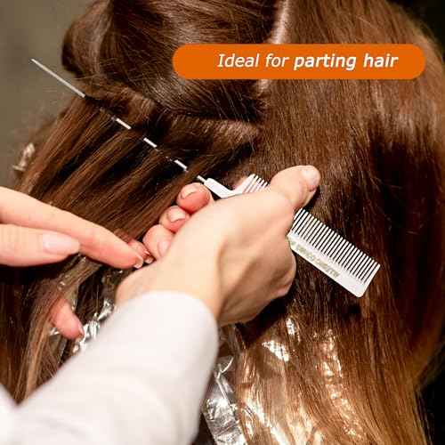 Allegro Combs LX #4630 - Set of 2 Coarse Teeth Pintail Combs, Stainless Steel Pins 1 Set (White)