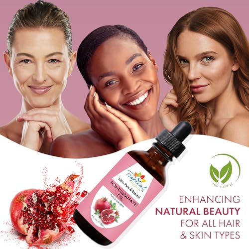 Tropical Holistic Pomegranate Seed Oil, 4oz - 100% Pure Natural Cold-Pressed Unrefined Pomegranate Oil:Skin Moisturizer for Face, Hair, DIY, Men's Beard & Women's Skin Care