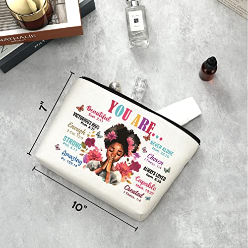 Black Girl Makeup Bag Afro Black Girl African American Cosmetic Bag Inspirational Gifts for Women Mom Sister Daughter Best Friends Nurse Coworker Birthday Graduation Friendship Christmas It's Okay