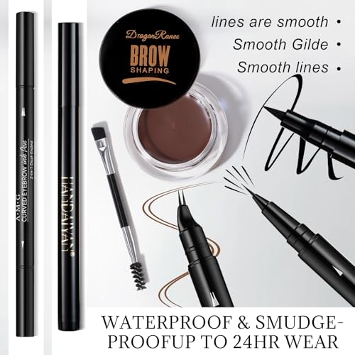 Eyebrow Pen & Pomade Kit - 2-in-1 Microblading Pencil, Waterproof