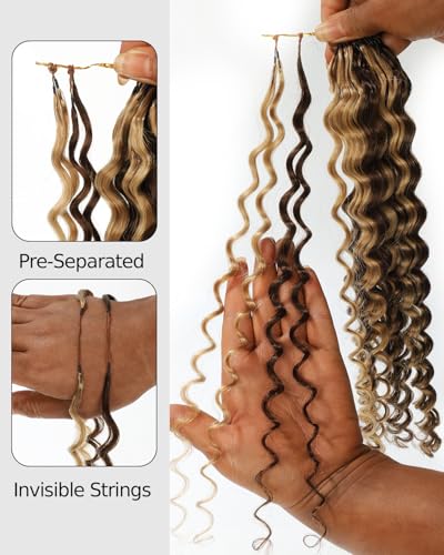 BEEOS Knotless Crochet Hair Deep Wave 22" P4/27 Human Hair