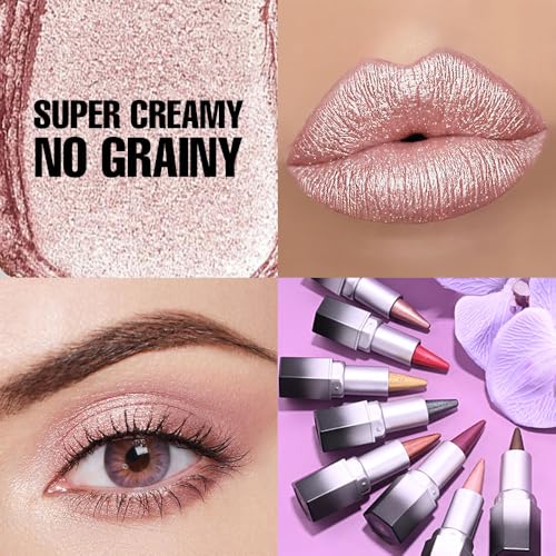 Pink Metallic Lip Liner & Lipstick Combo Set with Cone Tip