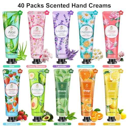 Aottom 40 Pack Hand Cream Bulk Gifts- Mini Hand Lotion Travel Size, Birthday Gifts for Women, Bridesmaid/Teacher Appreciation/Nurse Gifts, bulk gifts for coworkers Hand Lotion for Dry Cracked Hands
