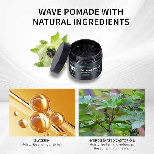 Men's 360 Wave Pomade, Water-Based ? Wave Styling Grease for Hair ? Non-Greasy, Strong Hold & Layered Waves, 150g/5.29oz
