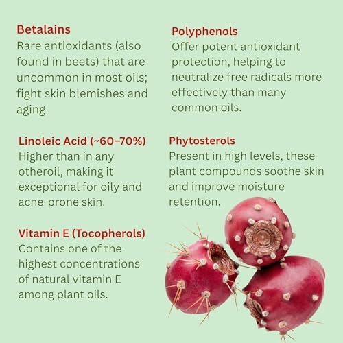 Prickly Pear Seed Oil Organic - Virgin (Cold Pressed, Unrefined) for hydrated skin, glowing mature skin. Nature¡¯s Desert Secret for Radiant Skin and Hair 1 oz (30ml)