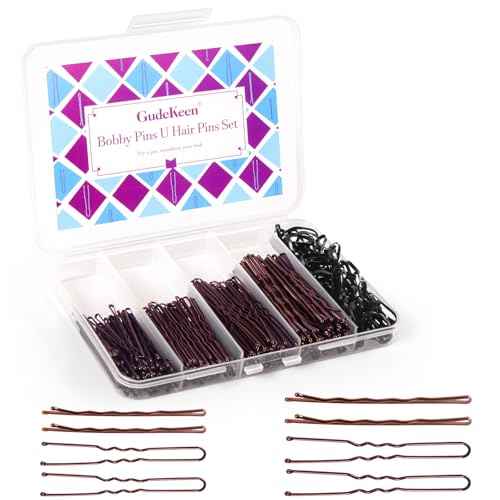 300 Pack Brown bobby pins for women, 4 Assorted Sizes of Large and Small Premium Bobby Pins + U Shaped Hair Pins for Buns, Updo Style - Non Slip Secure Hold(Brown)